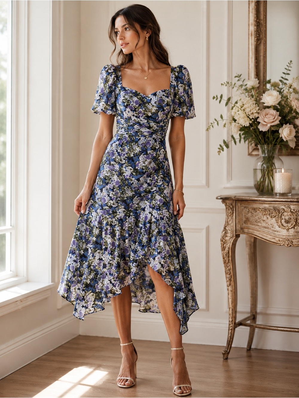 NWT | ASTR The Label | Asymmetrical Floral Midi Dress - Size Medium